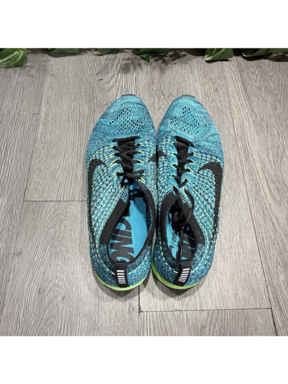 Nike Flyknit Racer Shoes Mens Size 7.5 Blue Knit Running Sneakers 526628-401 - Picture 6 of 10